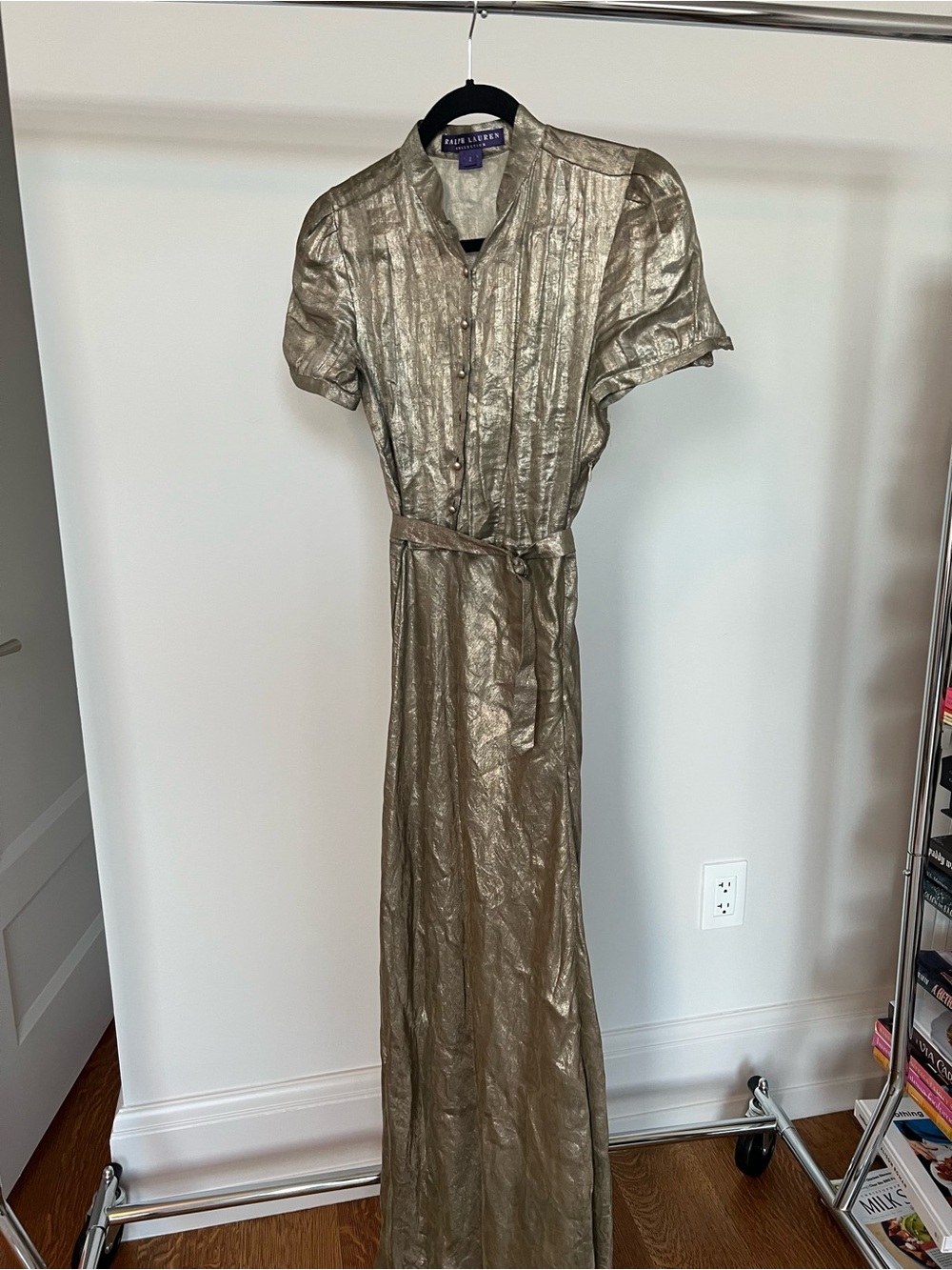 Ralph Lauren Metallic Gold Short-Sleeve Maxi Dress - Picture 3 of 4